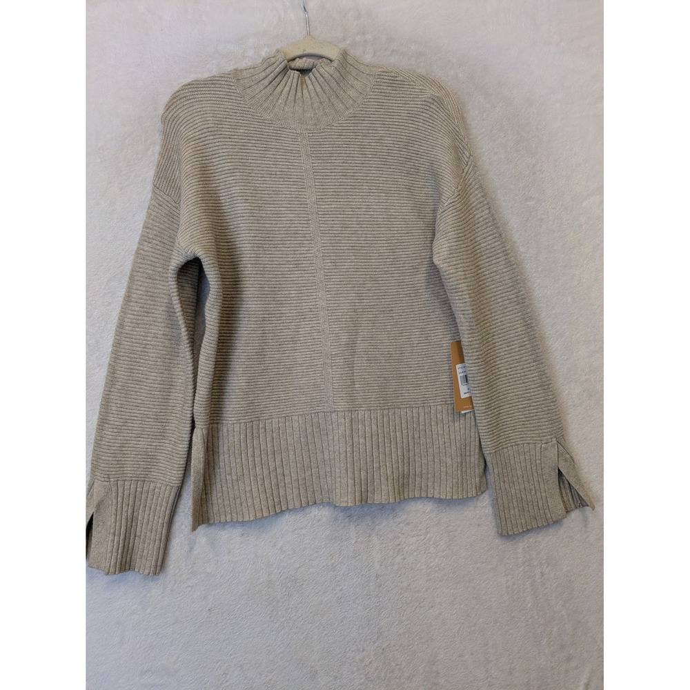 Cyrus Women's Size XS Mock‎ Neck Ribbed Sweater Kitten Heather Beige NWT